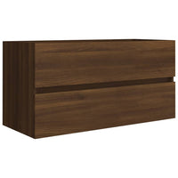 Thumbnail for Waschbeckenschrank Braun Eiche 90x38,5x45 cm Holzwerkstoff