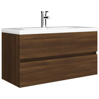 Thumbnail for Waschbeckenschrank Braun Eiche 90x38,5x45 cm Holzwerkstoff