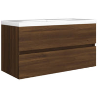 Thumbnail for Waschbeckenschrank Braun Eiche 90x38,5x45 cm Holzwerkstoff