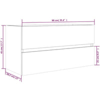 Thumbnail for Waschbeckenschrank Braun Eiche 90x38,5x45 cm Holzwerkstoff