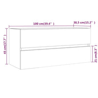 Thumbnail for Waschbeckenschrank Braun Eiche 100x38,5x45 cm Holzwerkstoff