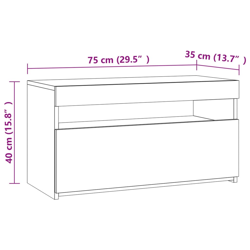 TV-Schrank mit LED-Leuchten Braun Eichen-Optik 60x35x40 cm
