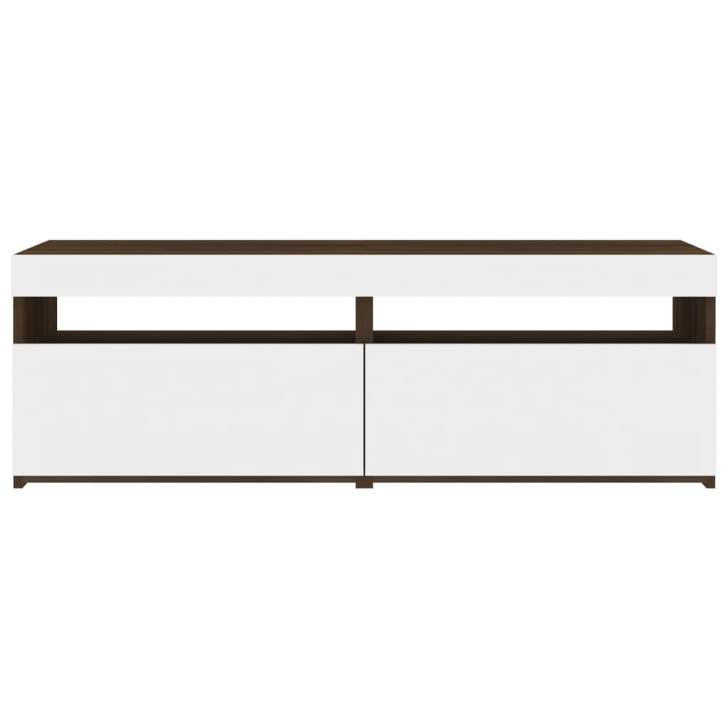 TV-Schränke 2 Stk. mit LED-Leuchten Braun Eiche 60x35x40 cm