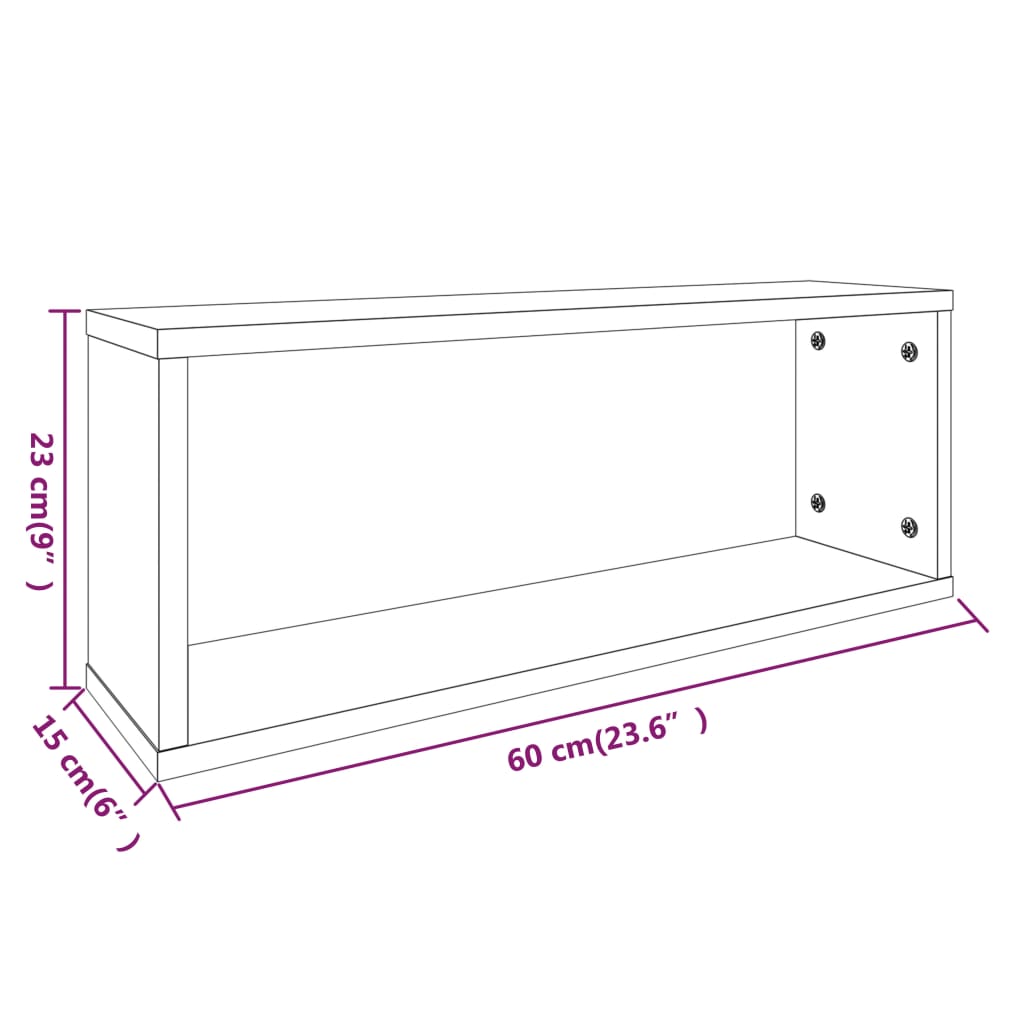 Würfelregale 2 Stk. Braun Eiche 60x15x23 cm Holzwerkstoff