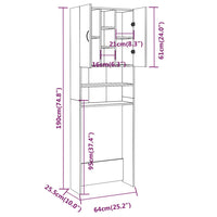 Thumbnail for Waschmaschinenschrank Braun Eichen-Optik 64x25,5x190 cm