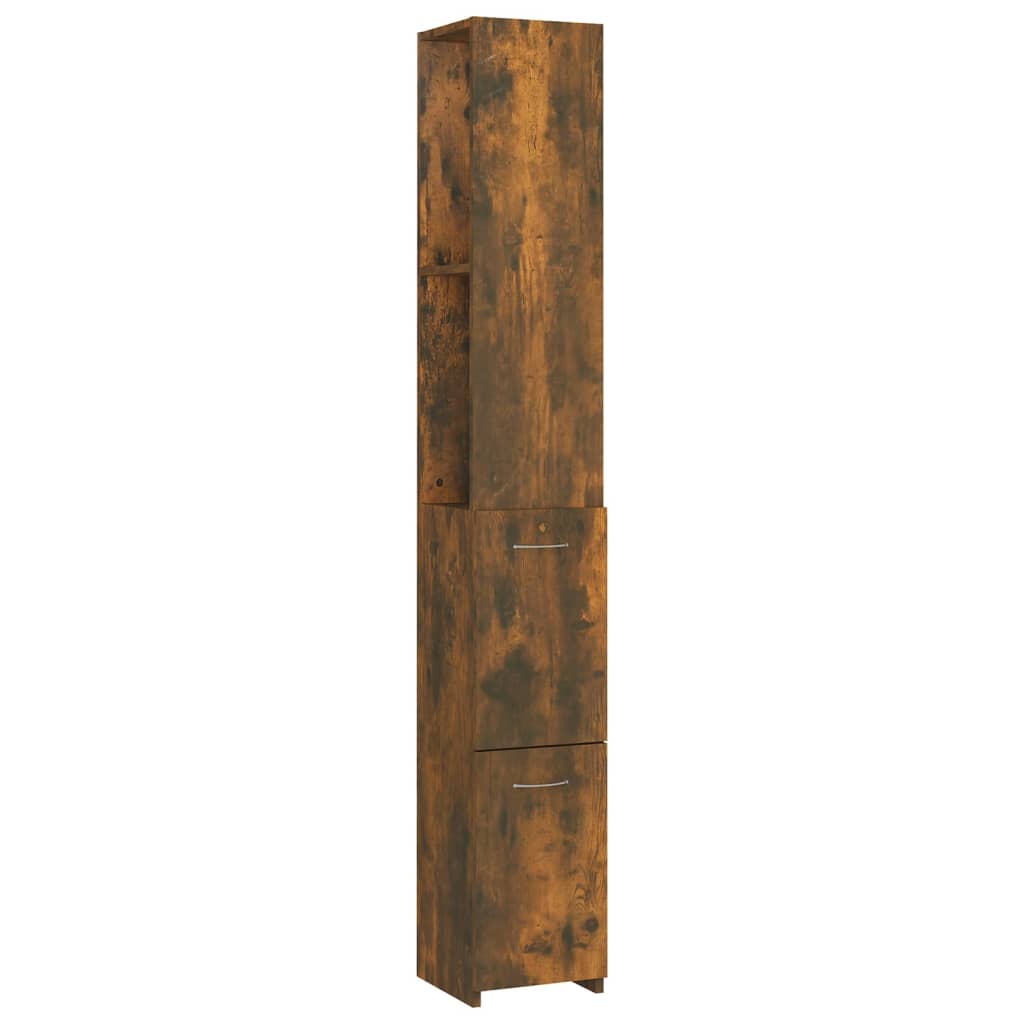 Badezimmerschrank Räuchereiche 25x25x170 cm Holzwerkstoff