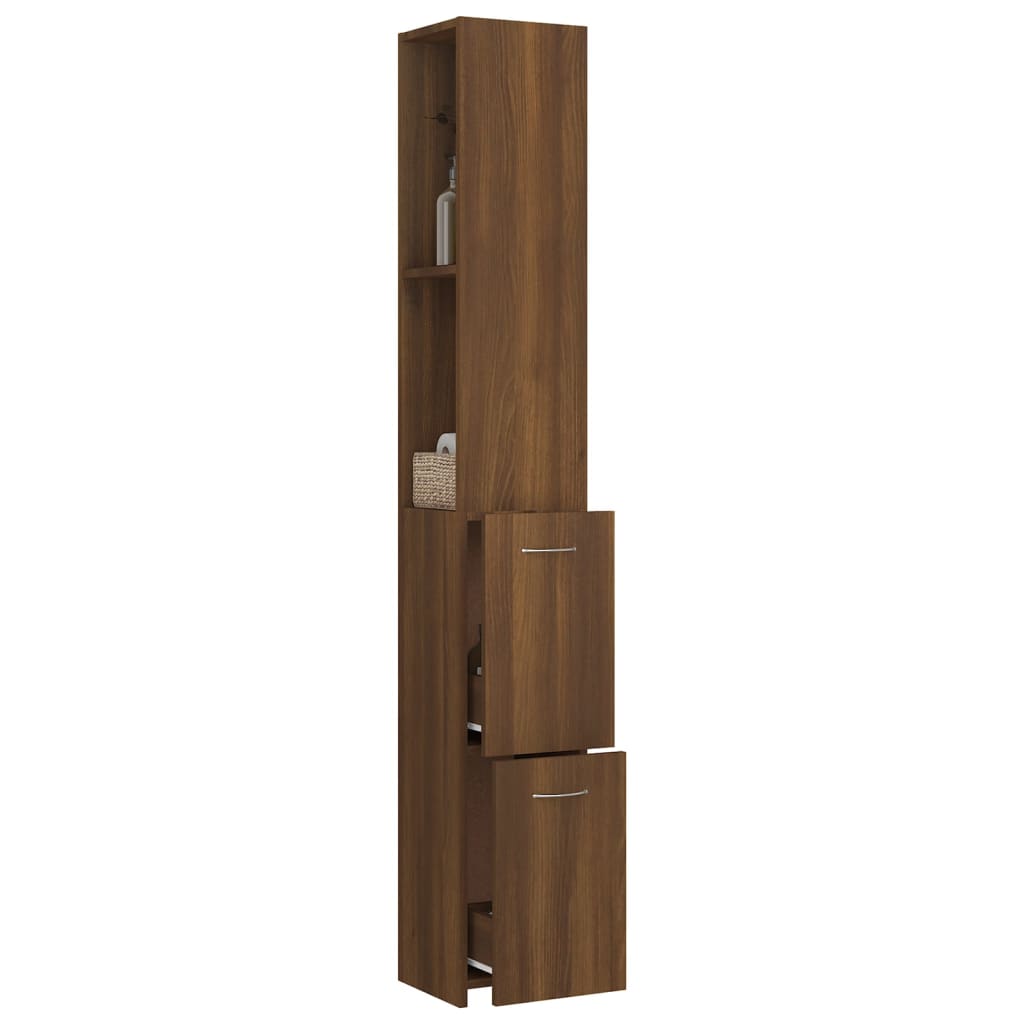 Badezimmerschrank Braun Eichen-Optik 25x25x170 cm Holzwerkstoff
