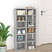 Thumbnail for Schuhregale 2 Stk. Grau Sonoma 27,5x27x102 cm Holzwerkstoff