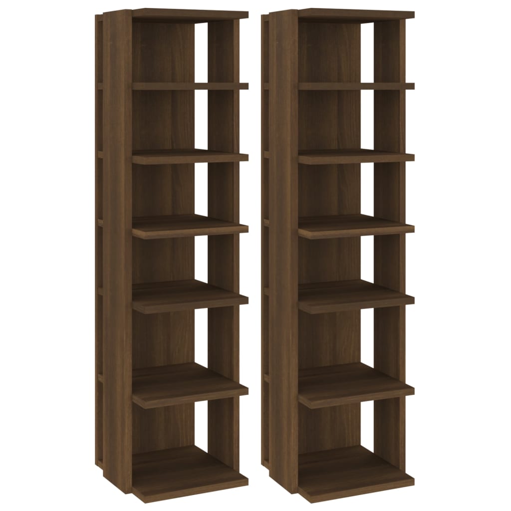 Schuhregale 2 Stk. Braun Eiche-Optik 25x27x102 cm Holzwerkstoff