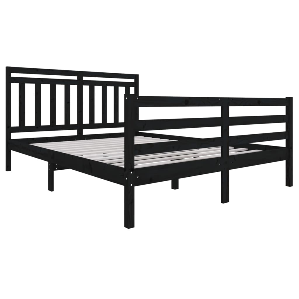 Massivholzbett Schwarz 150x200 cm 5FT King Size