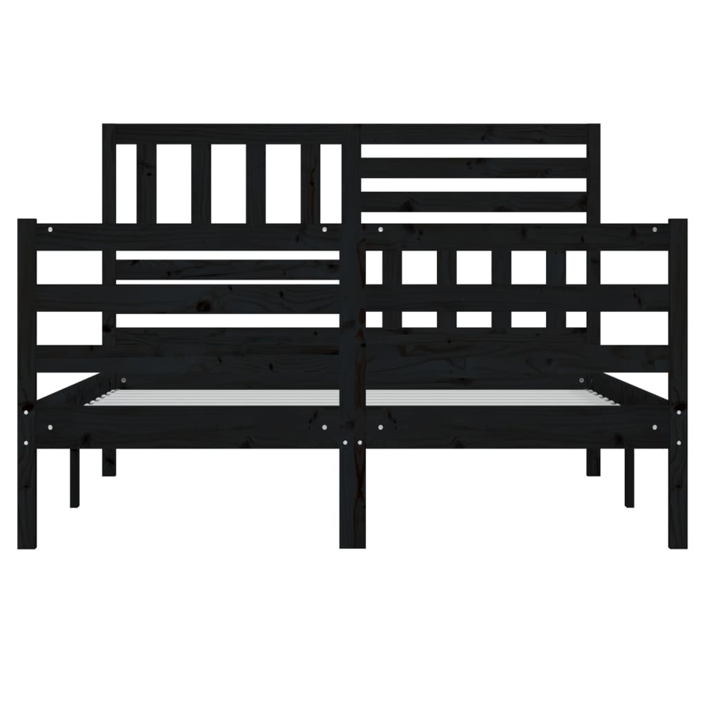 Massivholzbett Schwarz 135x190 cm 4FT6 Double