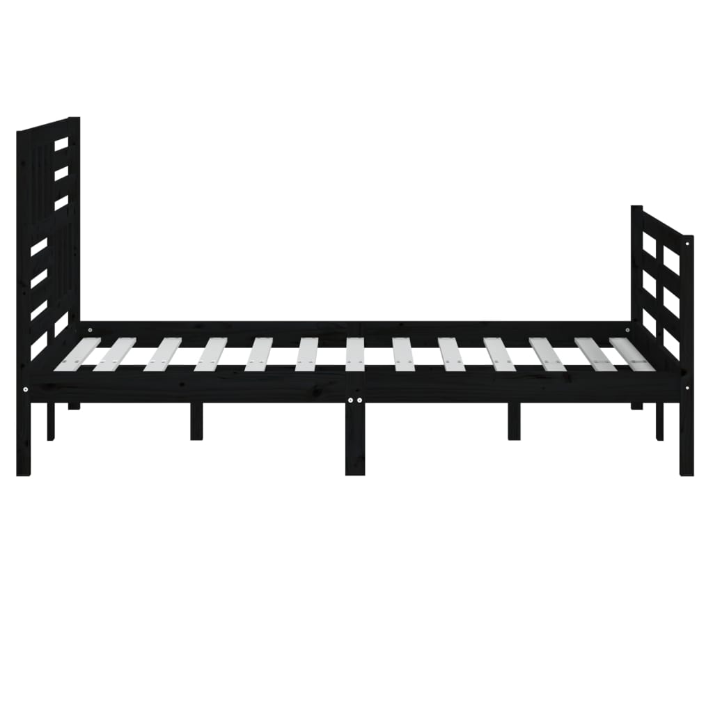 Massivholzbett Schwarz 135x190 cm 4FT6 Double