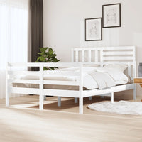 Thumbnail for Massivholzbett Weiß 150x200 cm 5FT King Size