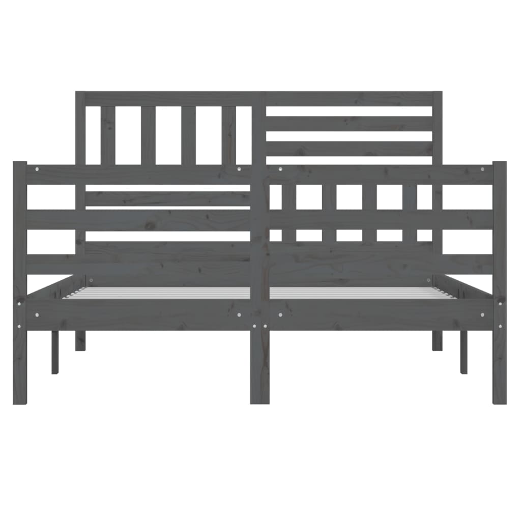 Massivholzbett Grau 150x200 cm 5FT King Size