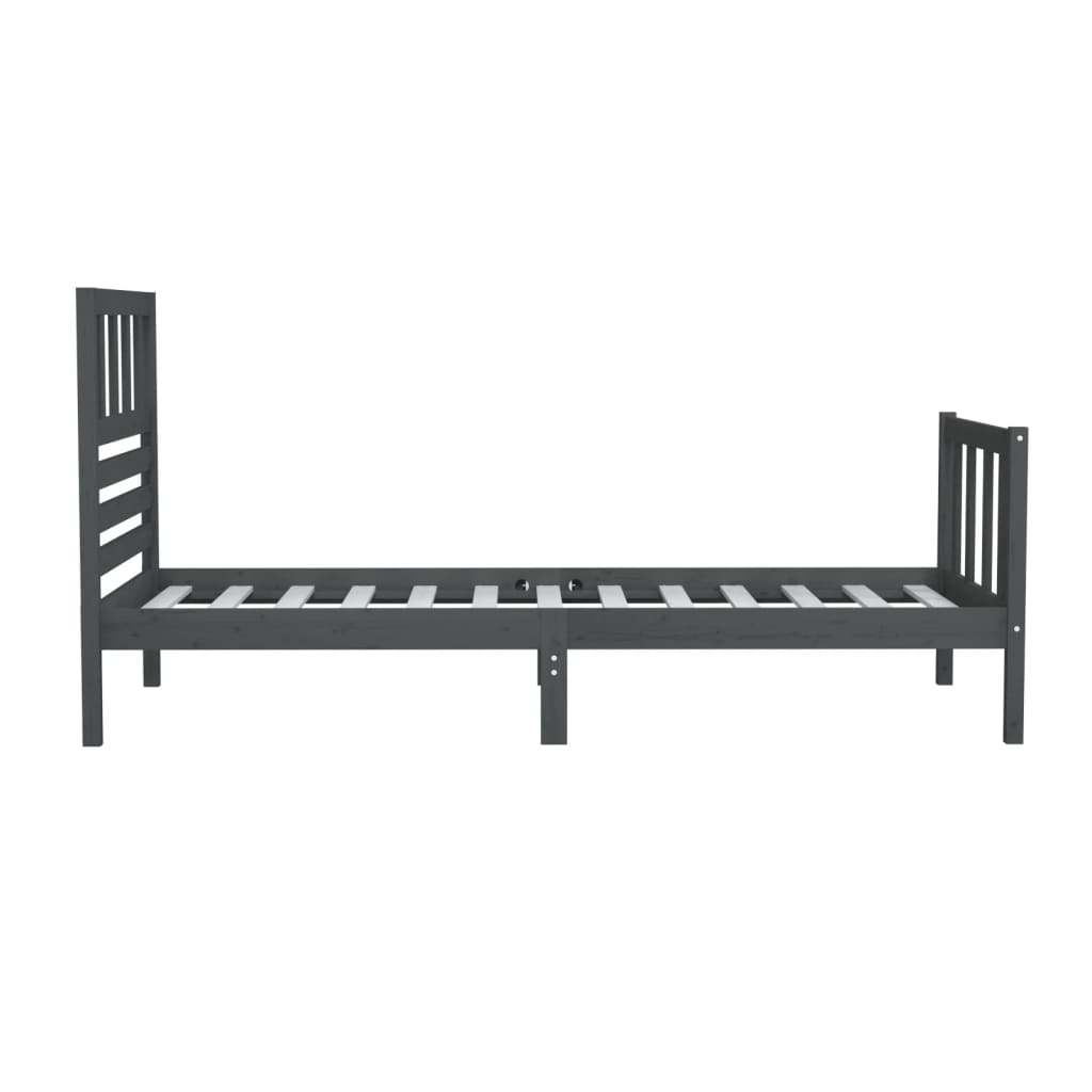 Massivholzbett Grau 75x190 cm