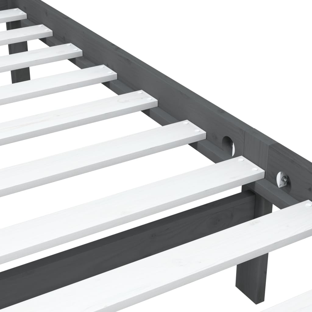 Massivholzbett Grau 75x190 cm