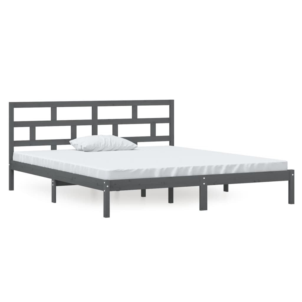 Massivholzbett Grau 135x190 cm 4FT6 Double