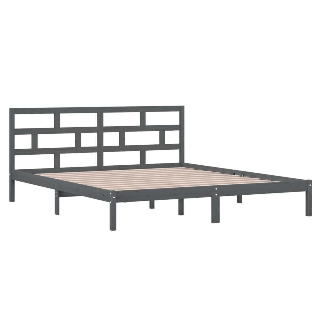 Massivholzbett Grau 135x190 cm 4FT6 Double