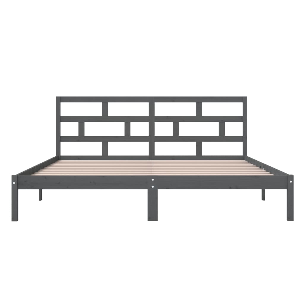Massivholzbett Grau 135x190 cm 4FT6 Double
