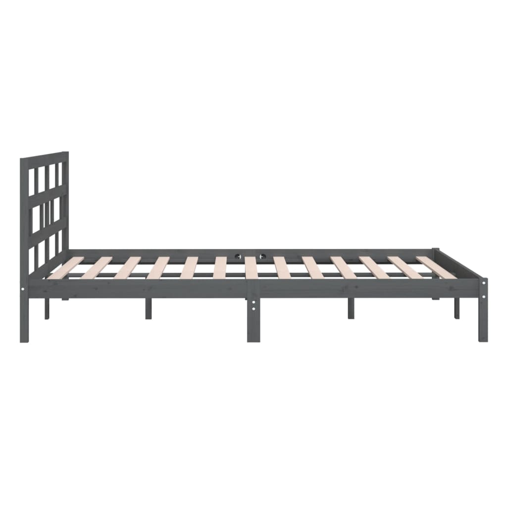 Massivholzbett Grau 135x190 cm 4FT6 Double