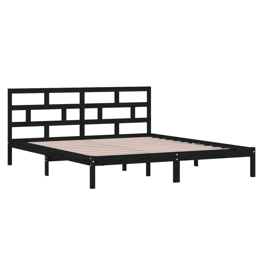 Massivholzbett Schwarz 135x190 cm 4FT6 Double