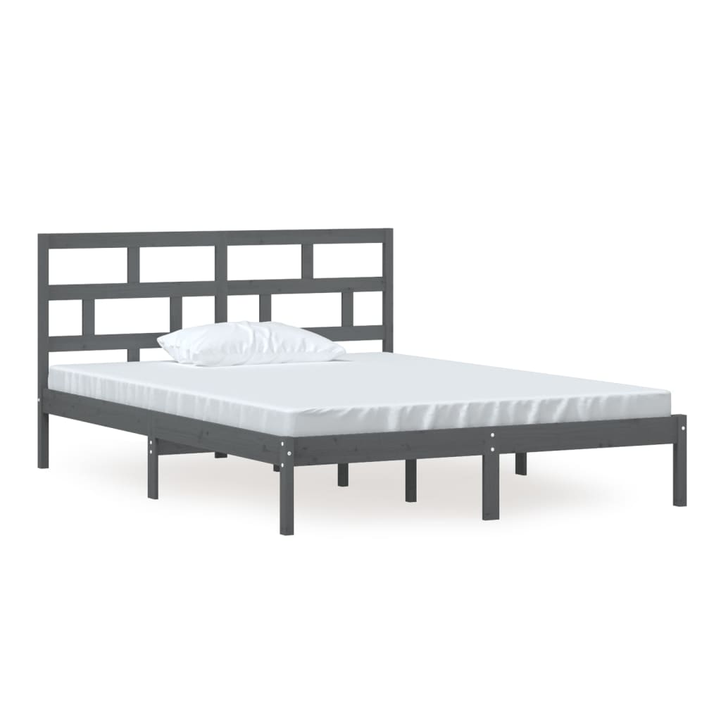 Massivholzbett Grau 150x200 cm 5FT King Size