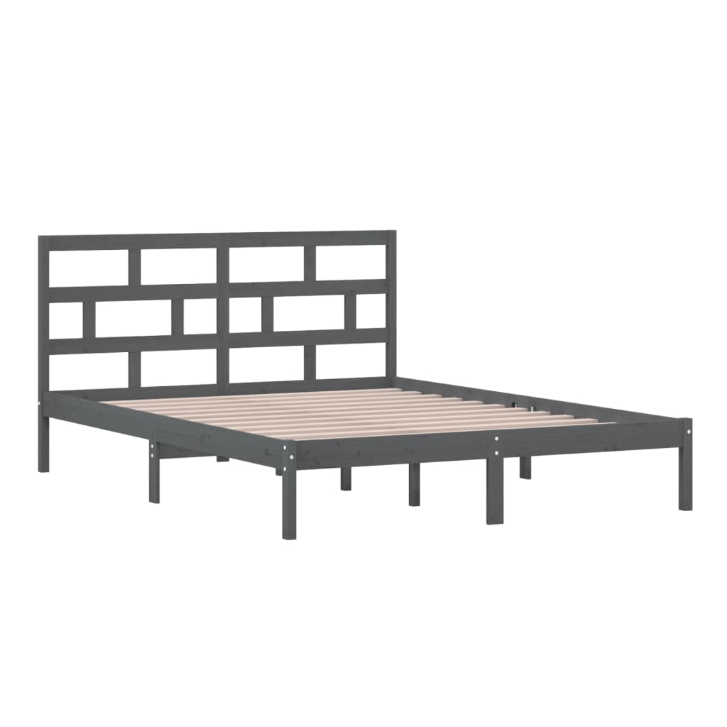 Massivholzbett Grau 150x200 cm 5FT King Size