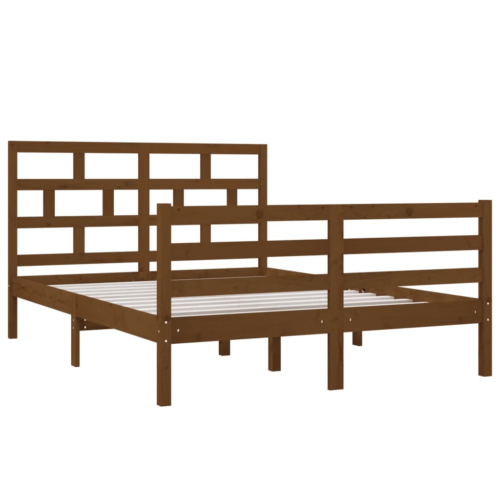 Massivholzbett Honigbraun 135x190 cm