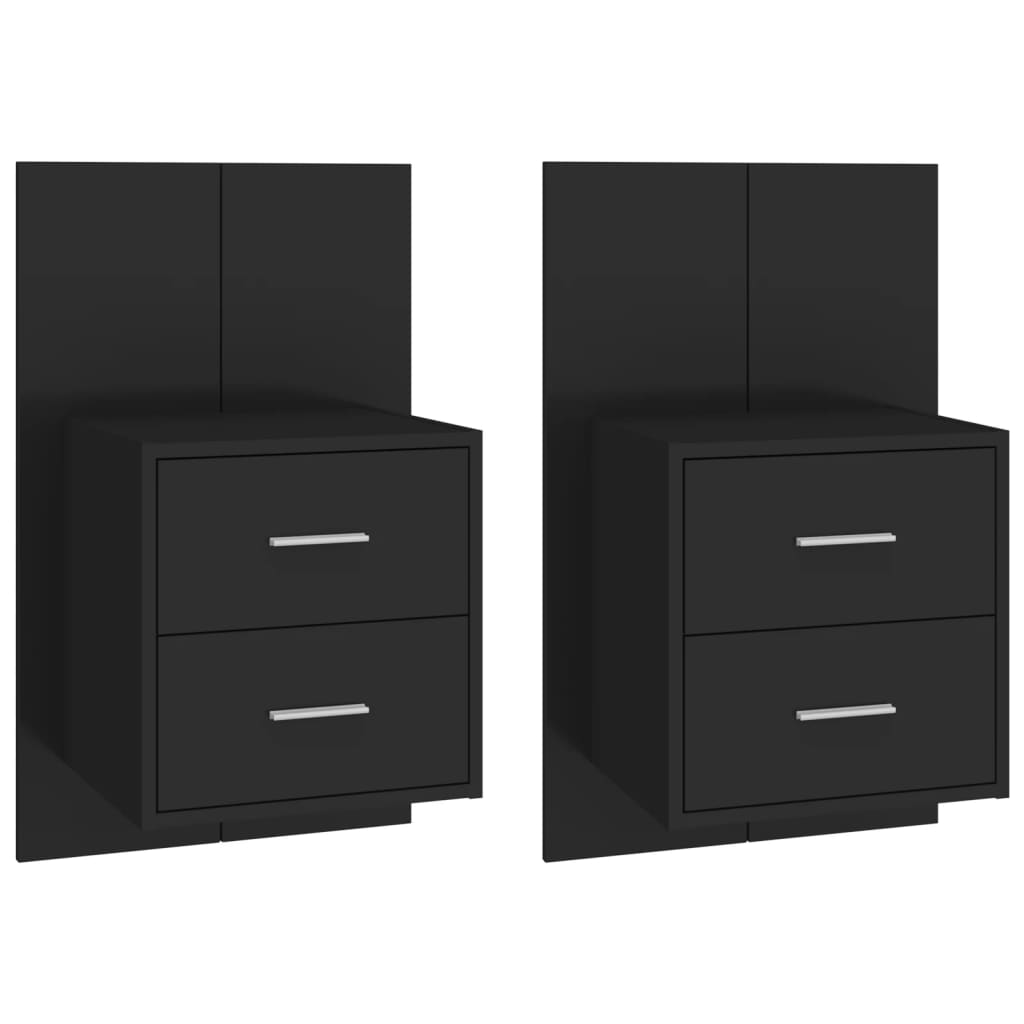 Wand-Nachttische 2 Stk. Schwarz Holzwerkstoff