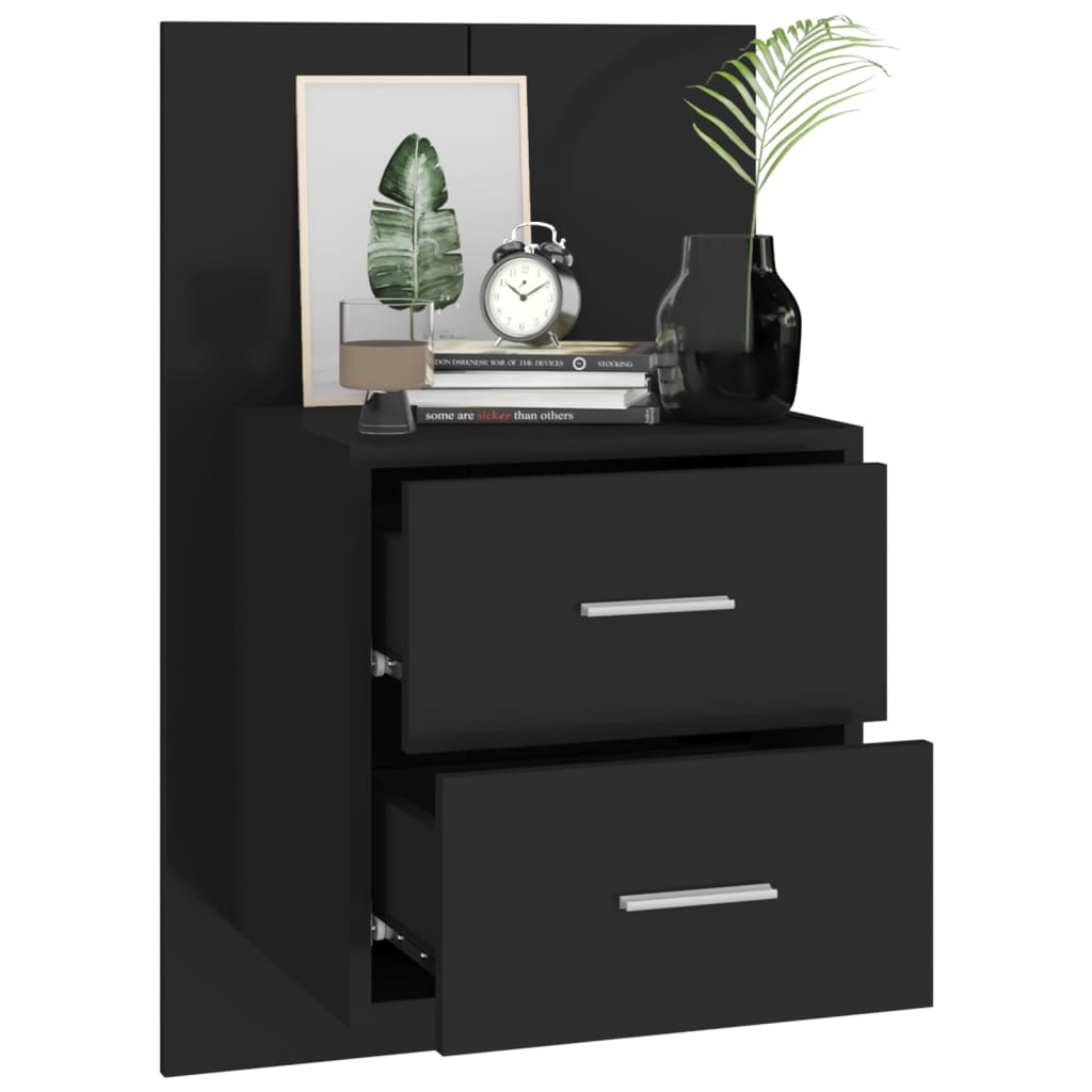 Wand-Nachttische 2 Stk. Schwarz Holzwerkstoff