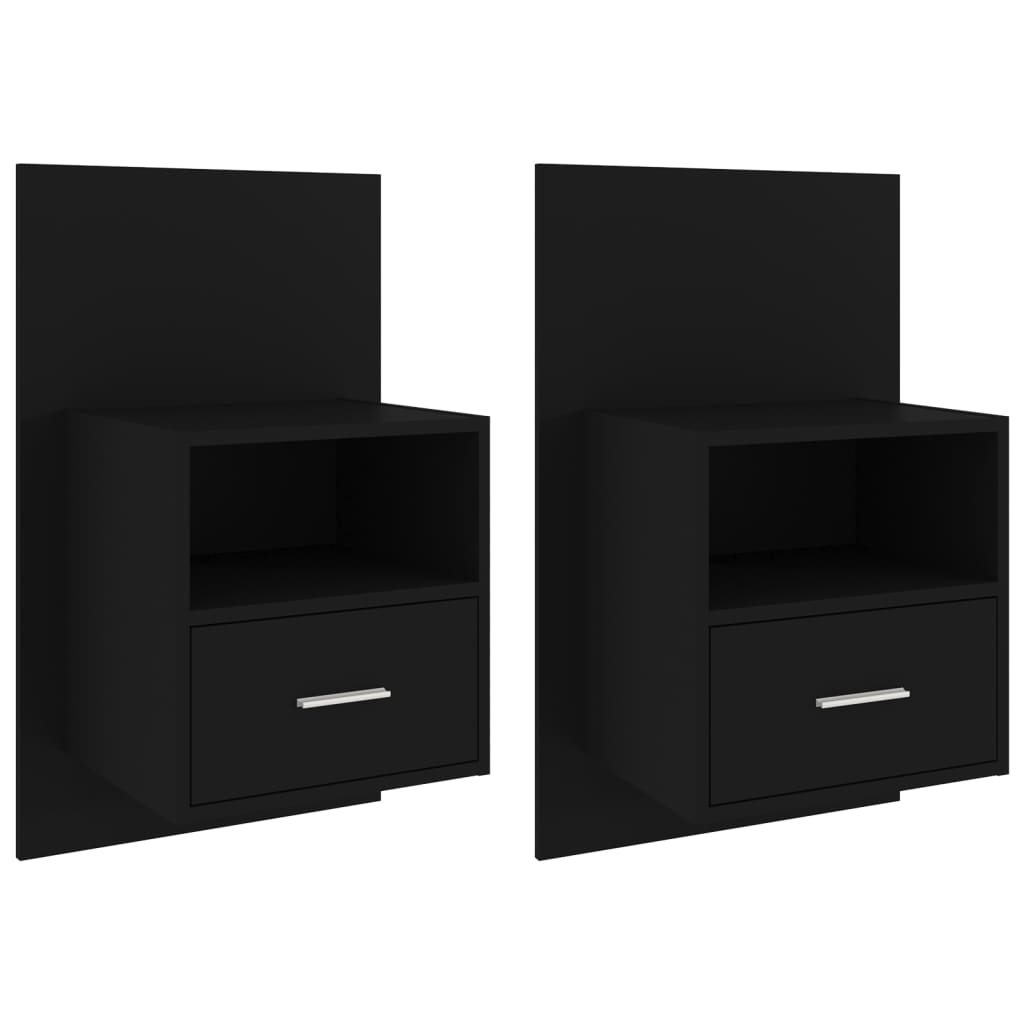 Wand-Nachttische 2 Stk. Schwarz Holzwerkstoff