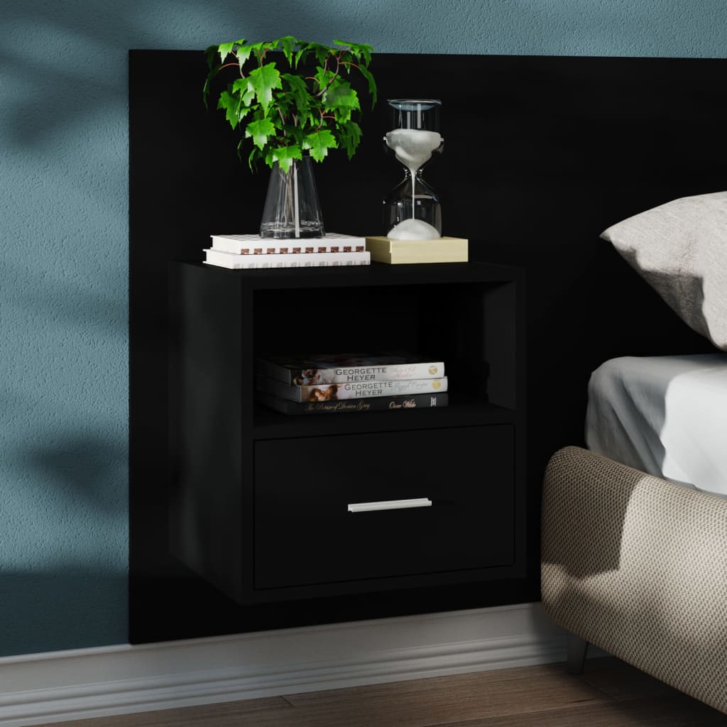 Wand-Nachttische 2 Stk. Schwarz Holzwerkstoff