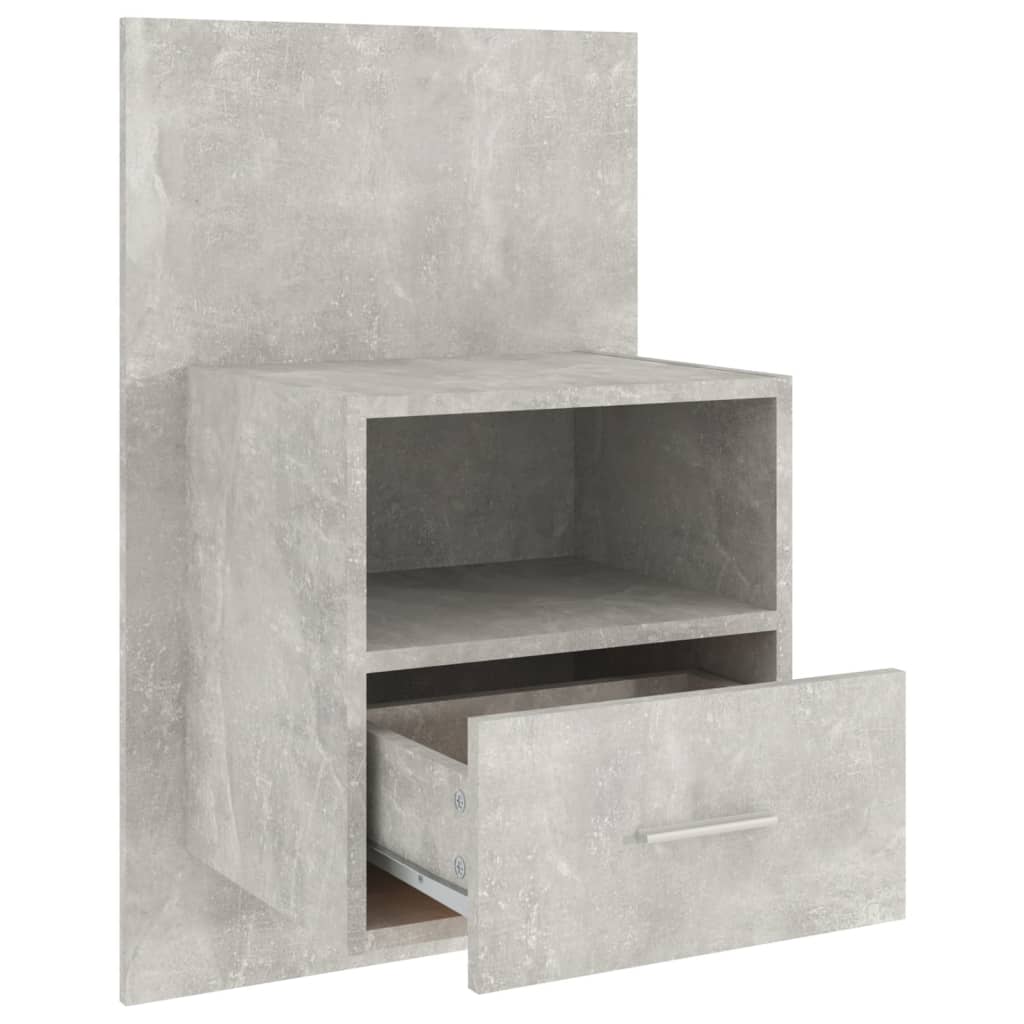 Wand-Nachttische 2 Stk. Betongrau Holzwerkstoff