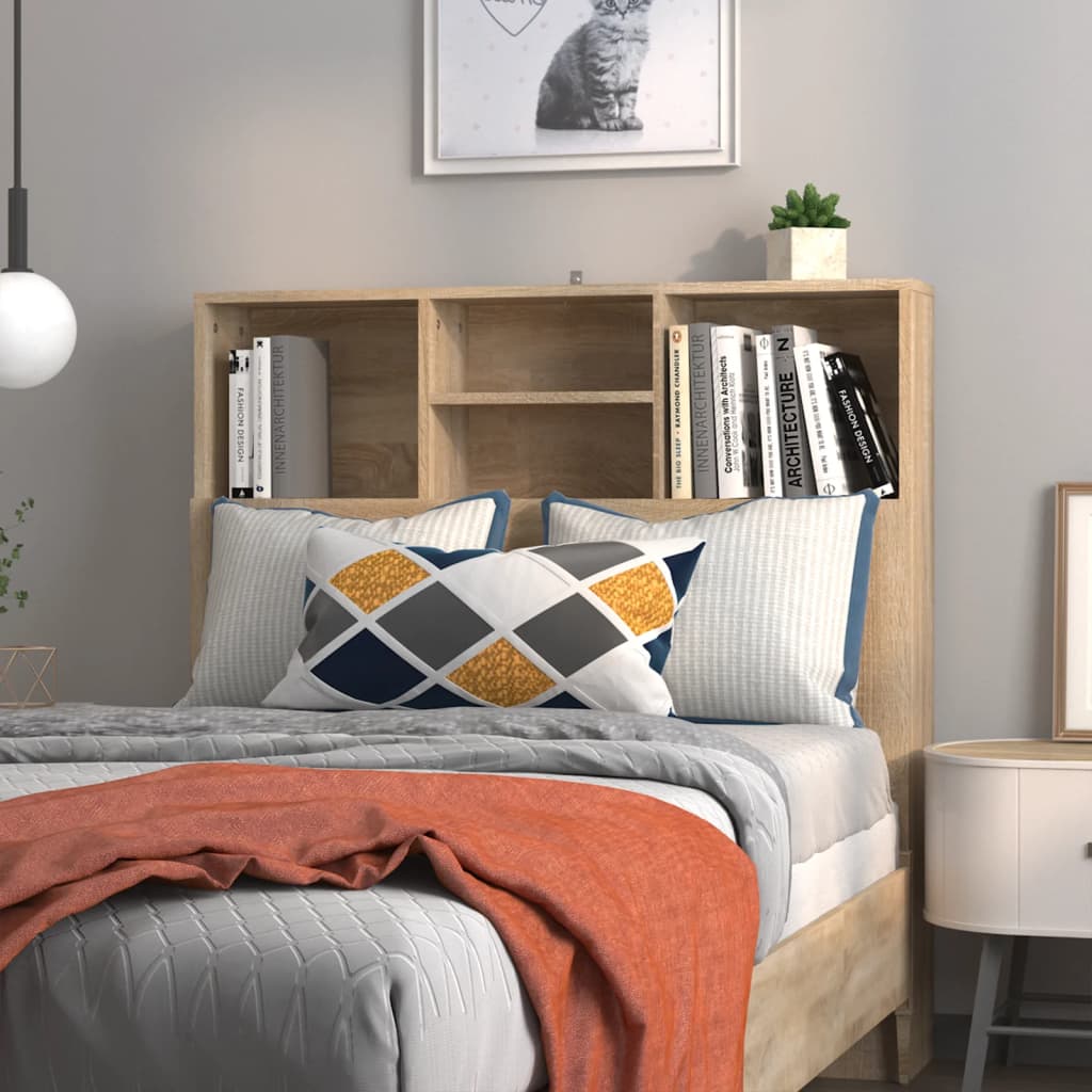 Bett-Kopfteil mit Ablagen Sonoma-Eiche 100x19x103,5 cm