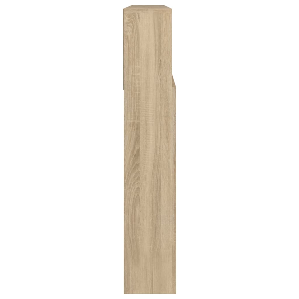 Kopfteil mit Ablagen Weiß Sonoma-Eiche 220x19x103,5 cm
