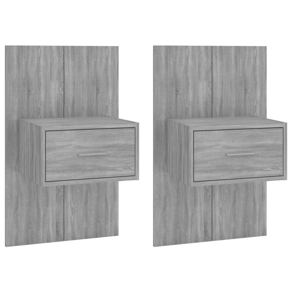 Wand-Nachttische 2 Stk. Grau Sonoma Holzwerkstoff