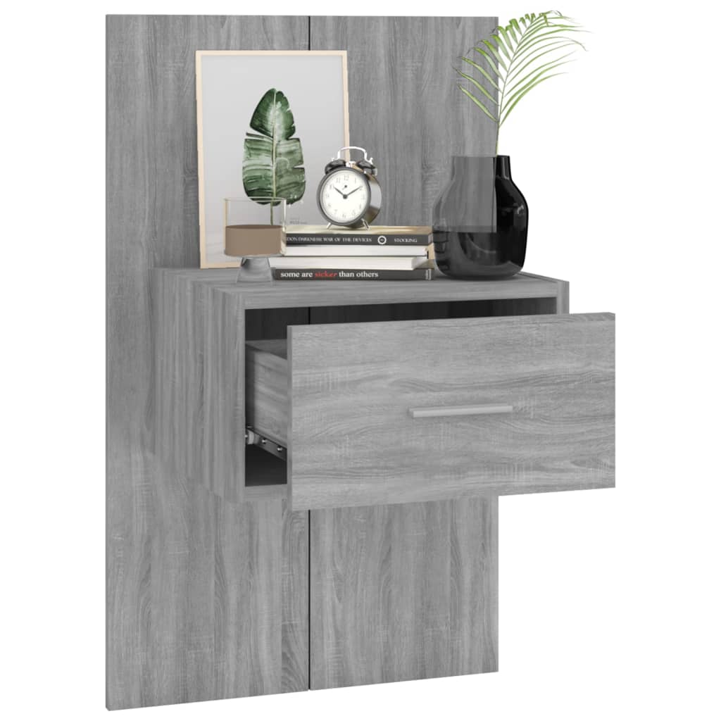 Wand-Nachttische 2 Stk. Grau Sonoma Holzwerkstoff