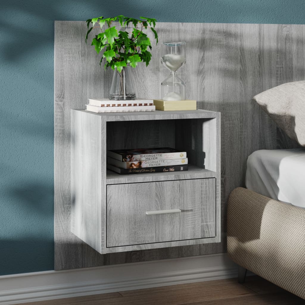Wand-Nachttische 2 Stk. Grau Sonoma Holzwerkstoff