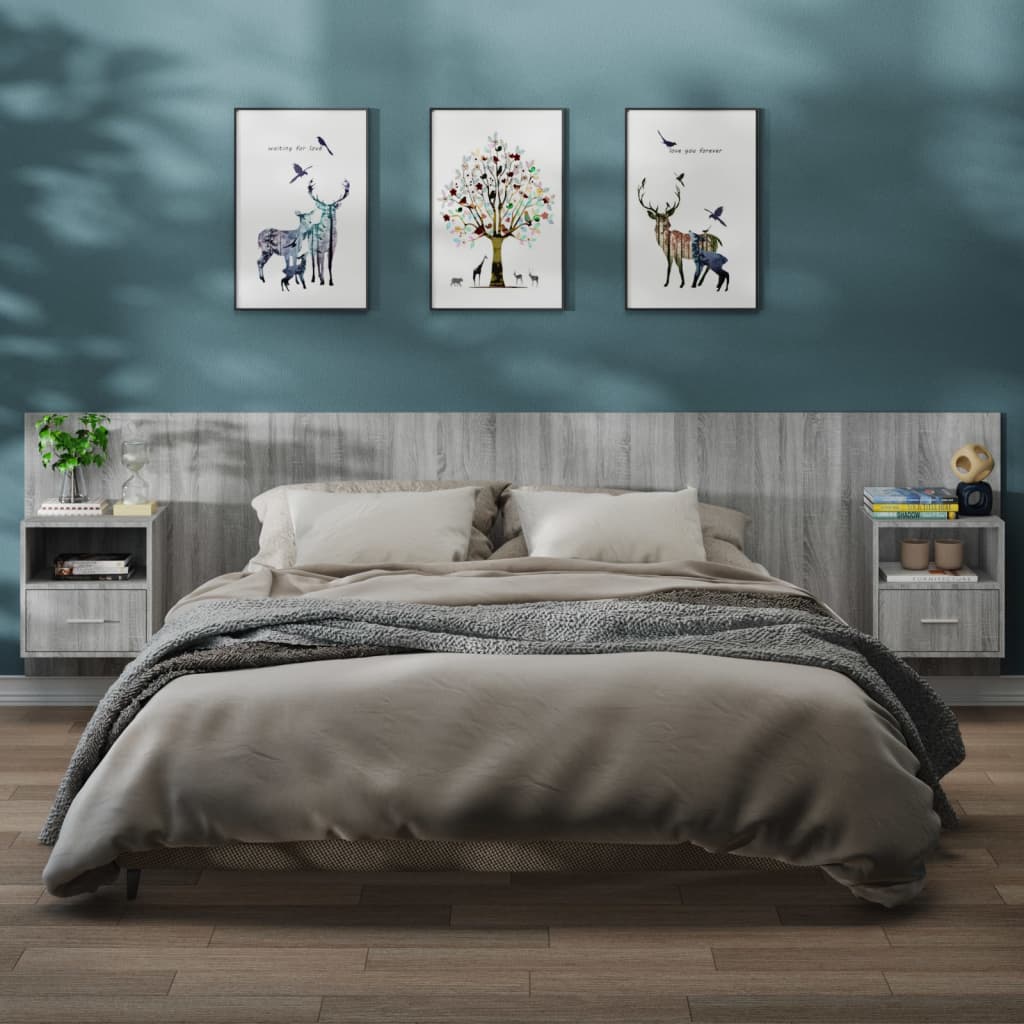 Wand-Nachttische 2 Stk. Grau Sonoma Holzwerkstoff