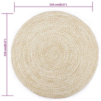 Thumbnail for Teppich Handgefertigt Jute Weiß und Braun 210 cm