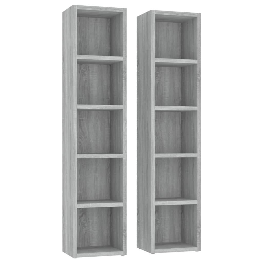 CD-Regale 2 Stk. Grau Sonoma 21x16x93,5 cm Holzwerkstoff