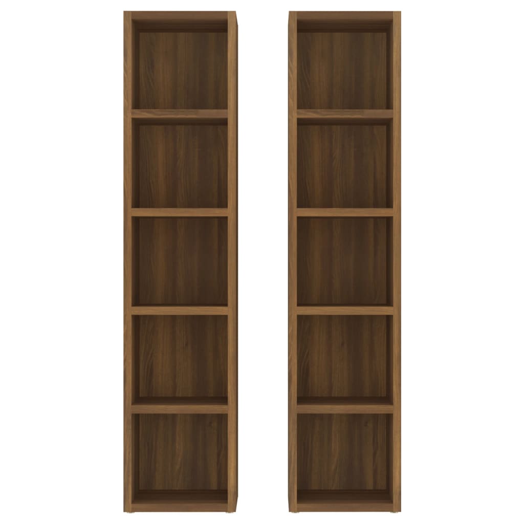 CD-Regale 2 Stk. Braun Eichen-Optik 21x16x93,5 cm Holzwerkstoff