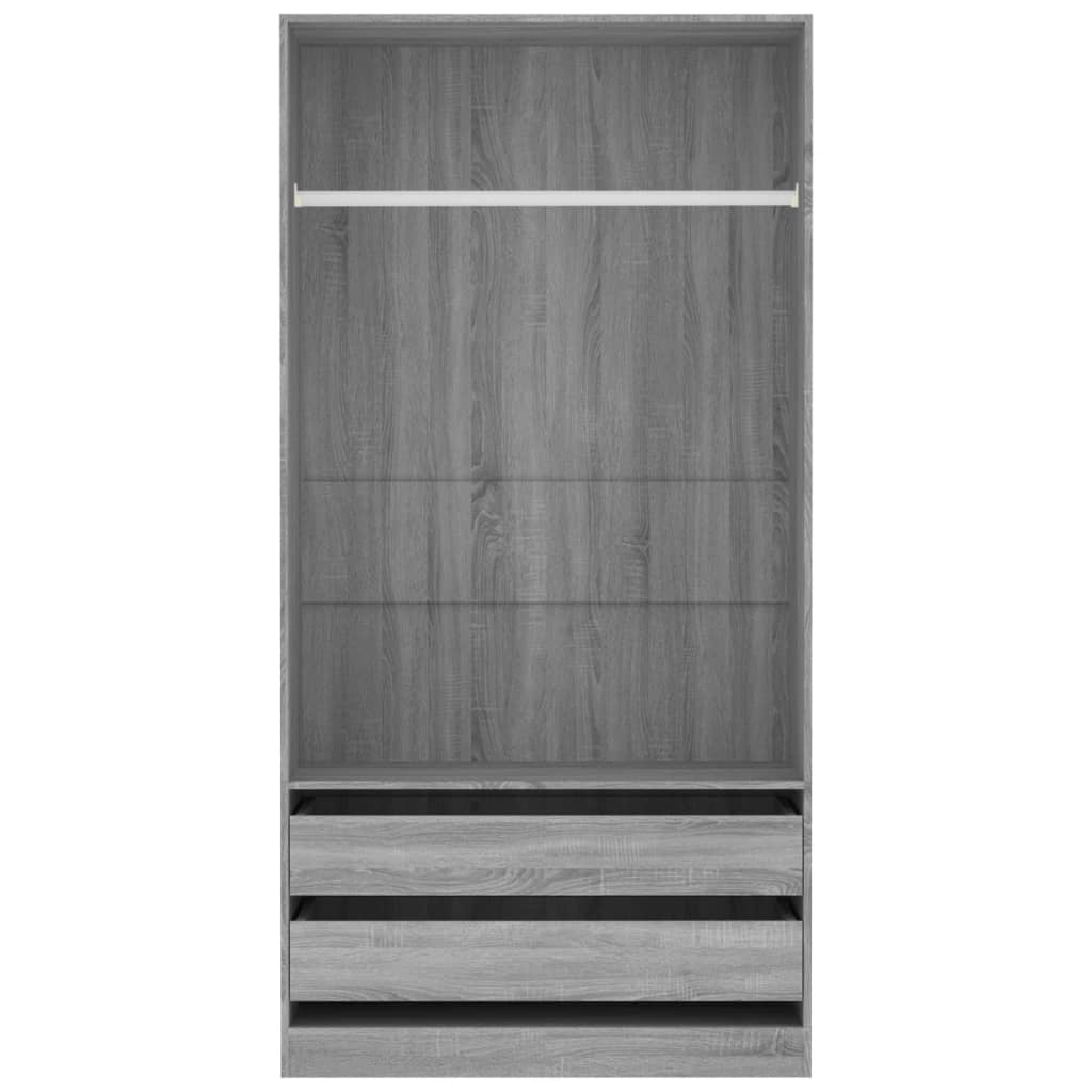 Kleiderschrank Grau Sonoma 100x50x200 cm Holzwerkstoff