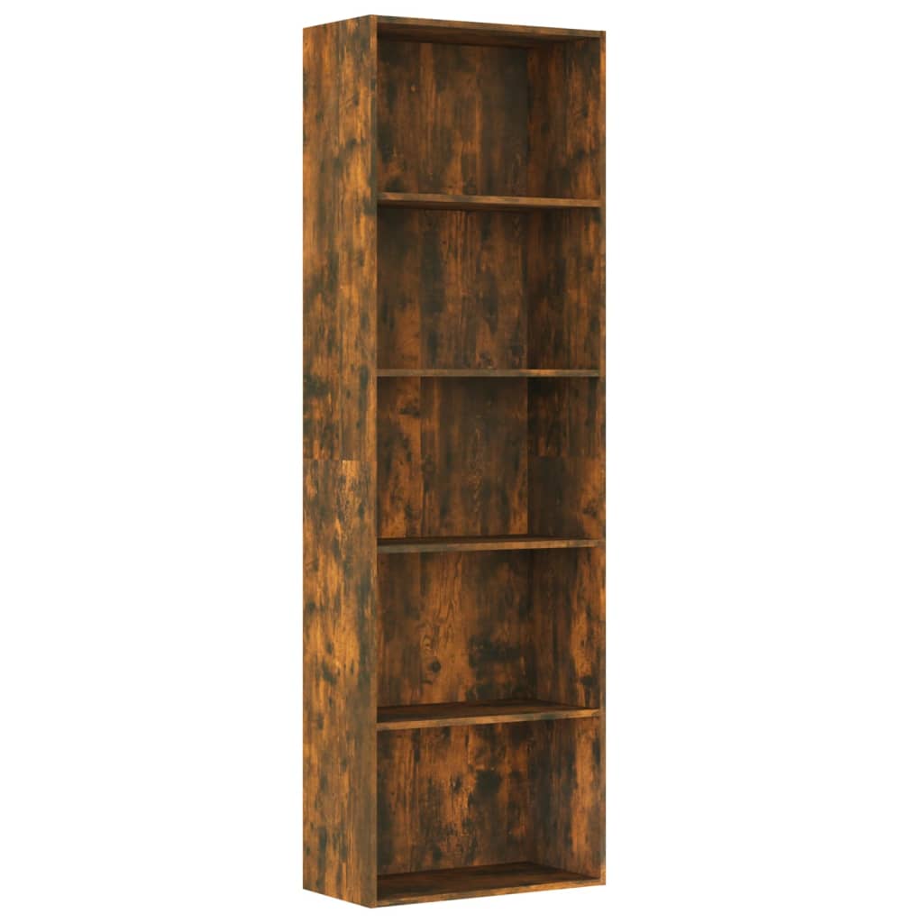 Bücherregal 5 Fächer Räuchereiche 60x30x189 cm Holzwerkstoff