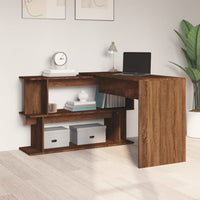 Thumbnail for Eckschreibtisch Braun Eichen-Optik 200x50x76 cm Holzwerkstoff