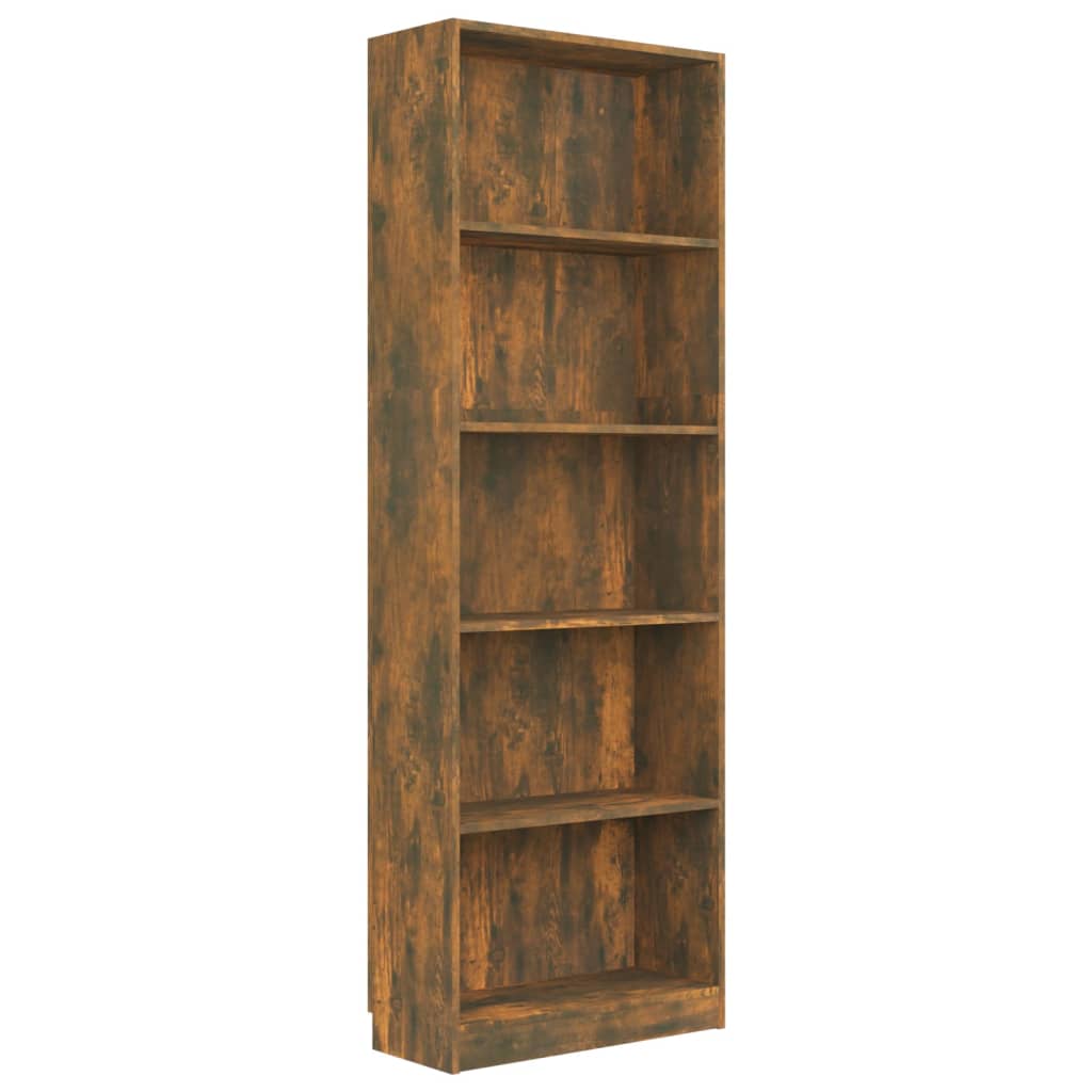 Bücherregal 5 Fächer Räuchereiche 60x24x175 cm Holzwerkstoff