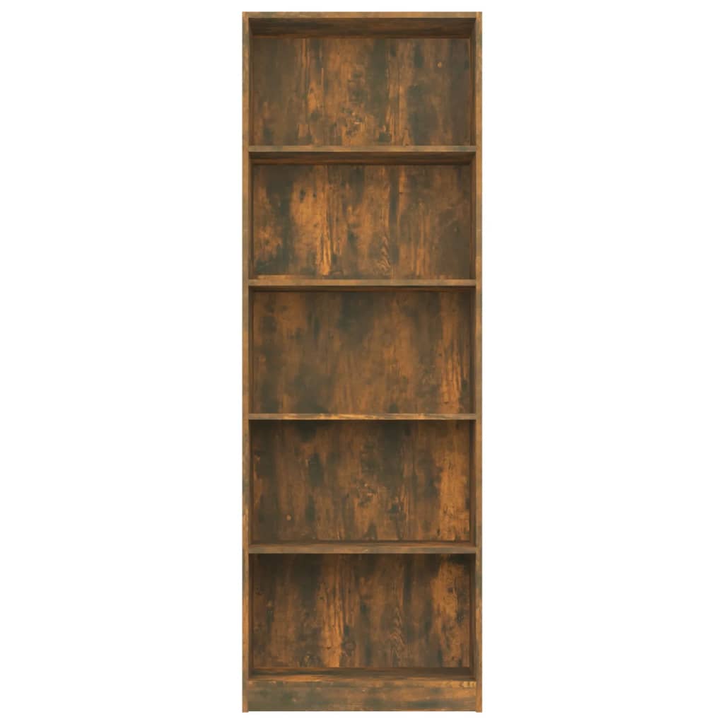 Bücherregal 5 Fächer Räuchereiche 60x24x175 cm Holzwerkstoff
