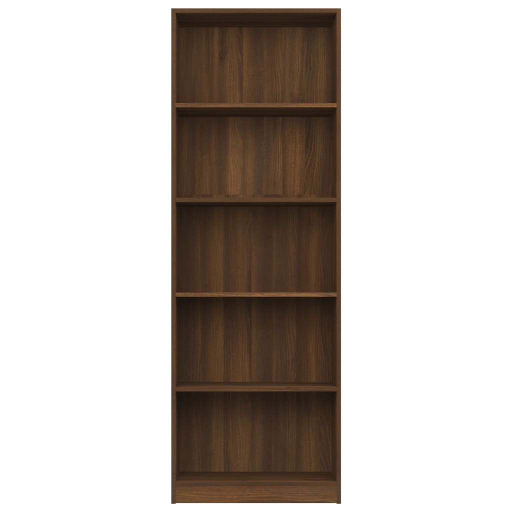 Bücherregal 5 Fächer Braun Eichen-Optik 60x24x175 Holzwerkstoff