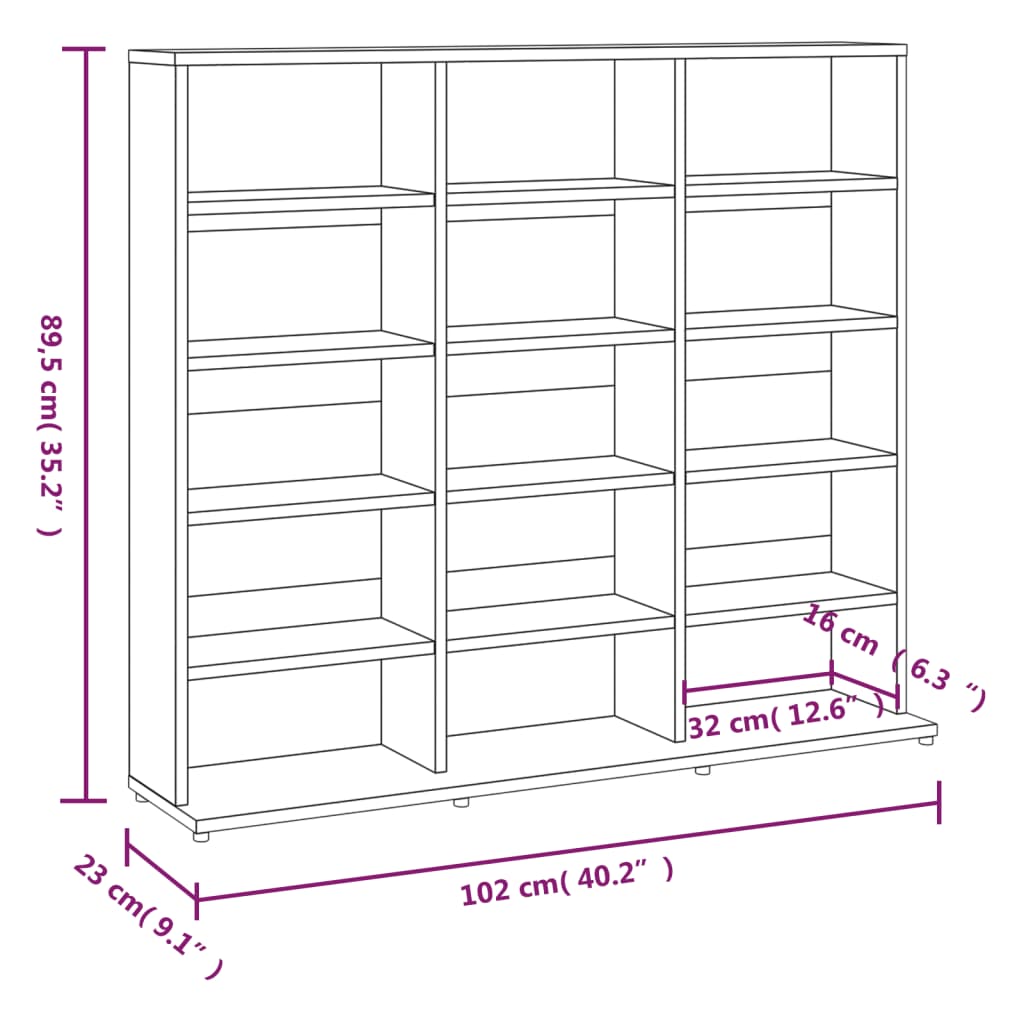 CD-Regal Braun Eichen-Optik 102x23x89,5 cm Holzwerkstoff