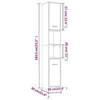 Thumbnail for Badezimmerschrank Grau Sonoma 30x30x183,5 cm Holzwerkstoff